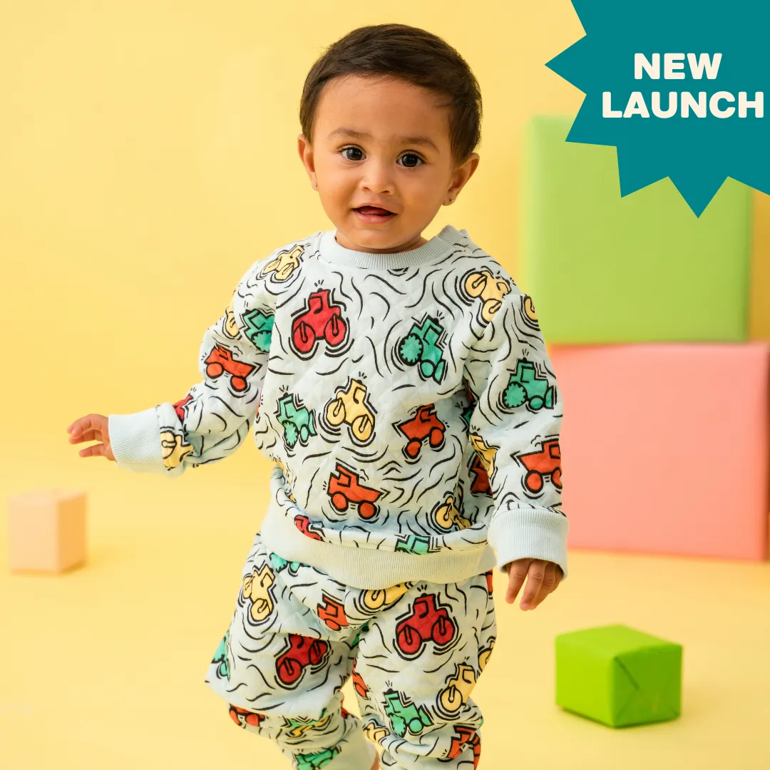 Cuddle Monster - Quilted Full sleeve top and pants for kids