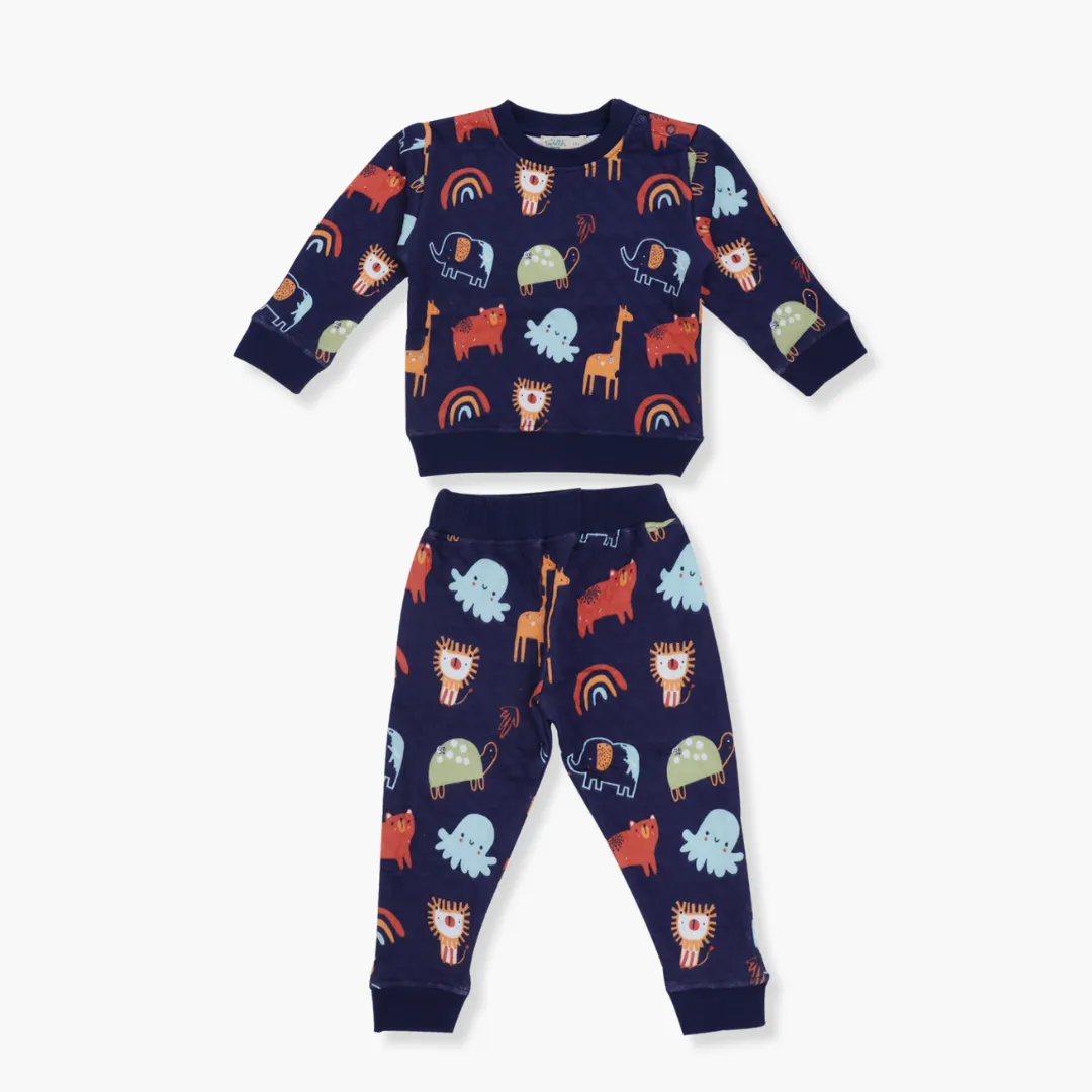 Cuddle Monster - Quilted Full sleeve top and pants for kids