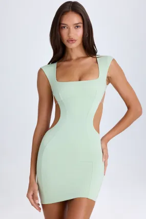 Cut-Out Lace-Up Mini Dress in Green