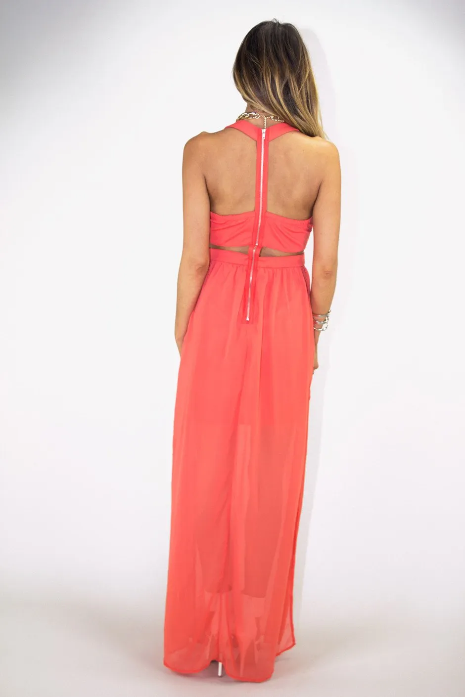 CUTOUT OPEN SKIRT MAXI - Orange