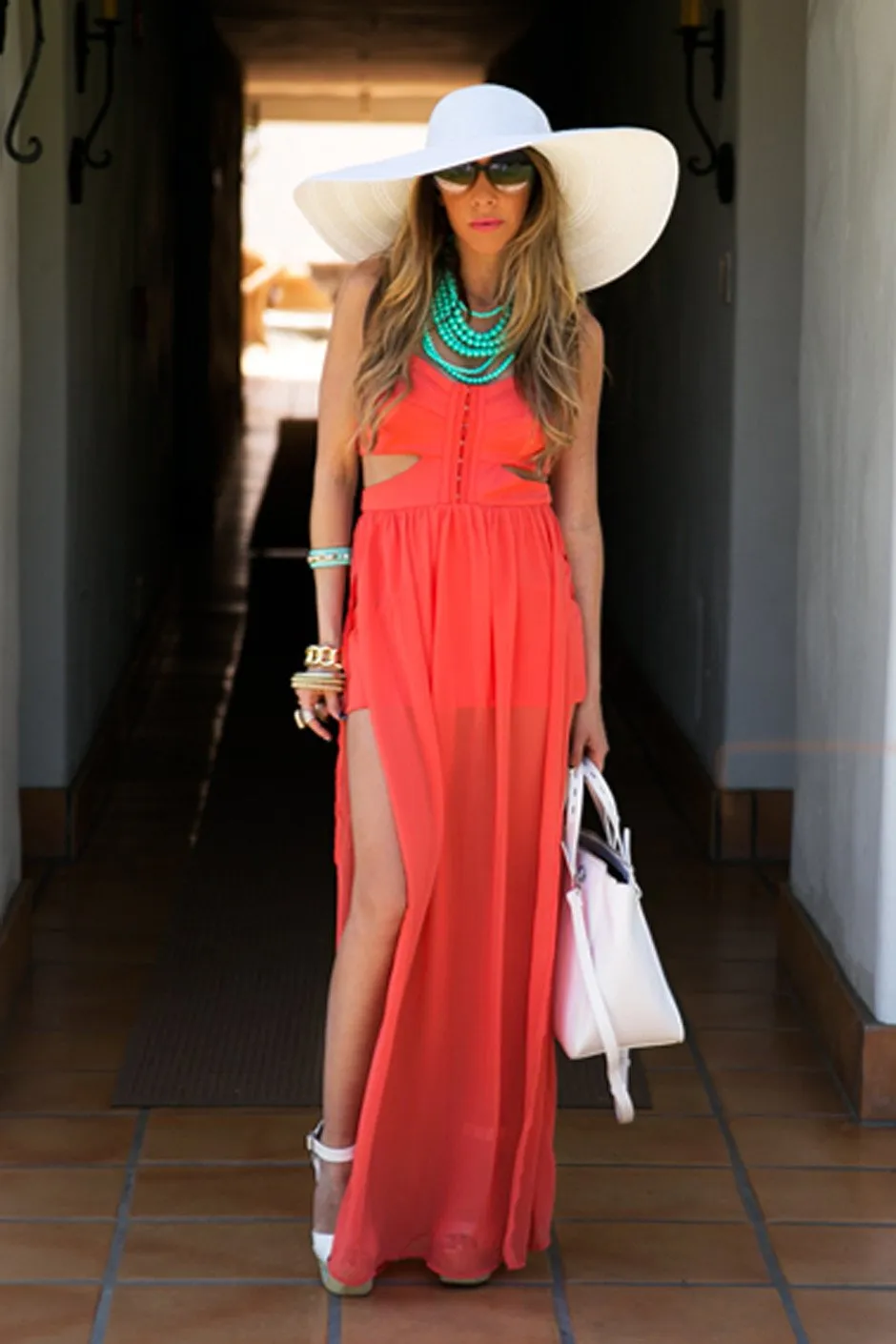 CUTOUT OPEN SKIRT MAXI - Orange