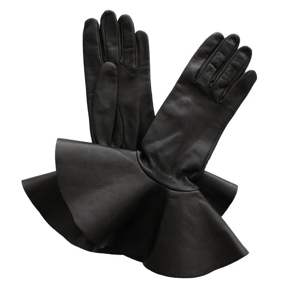 Danielle 4 - Women's Silk Lined Leather Gloves with Oversized Cuff