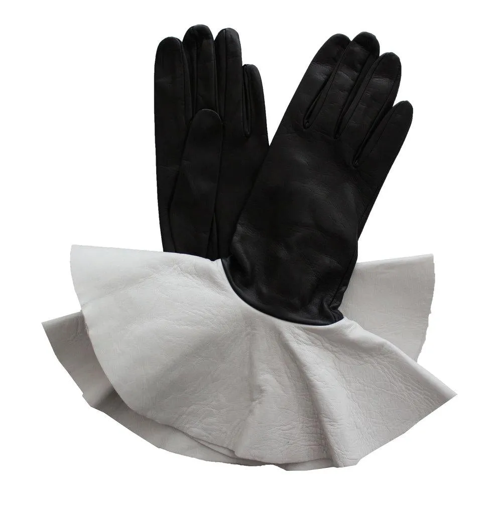 Danielle 4 - Women's Silk Lined Leather Gloves with Oversized Cuff