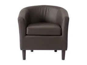 Dark Brown Vegan Leather Barrel Chair