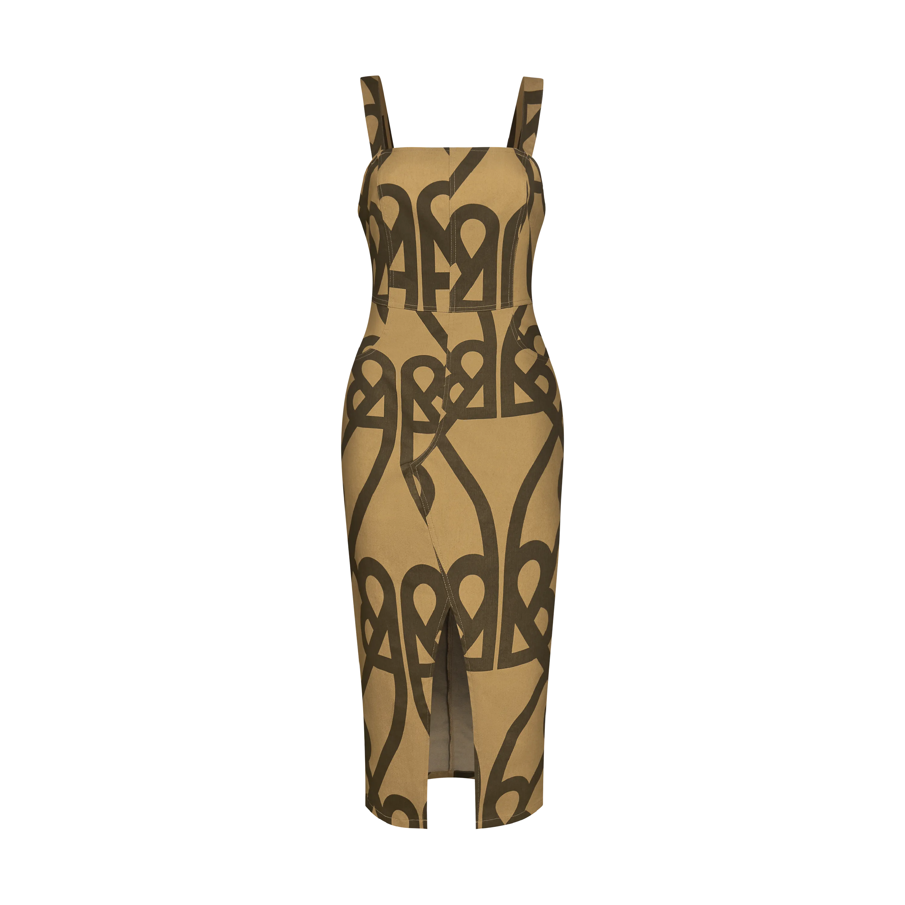 DENOGRAM CAMI DRESS-BROWN