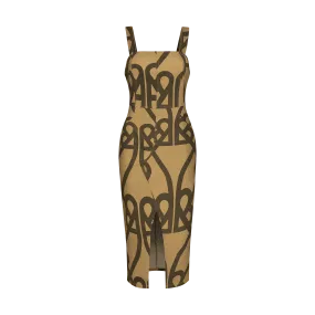 DENOGRAM CAMI DRESS-BROWN