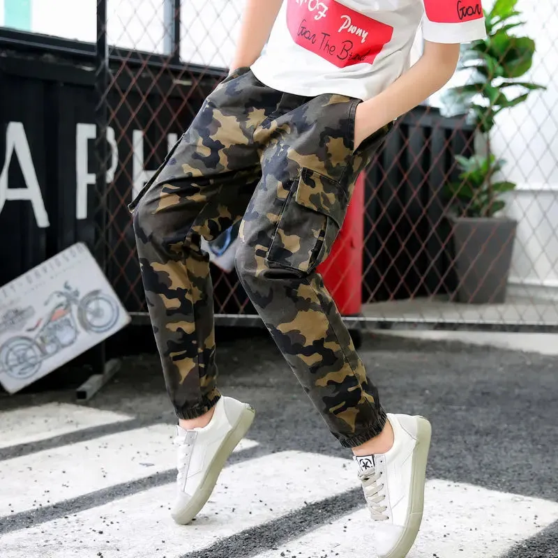 DIIMUU Children Boys Camo Cargo Trousers Casual Clothes Pants Military Army Combat Camouflage Jeans Jogger Sweatpants Bottoms