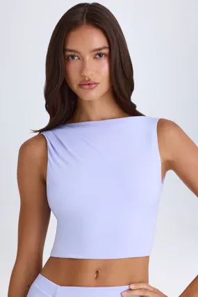 Draped Open-Back Tank Top in Soft Lilac