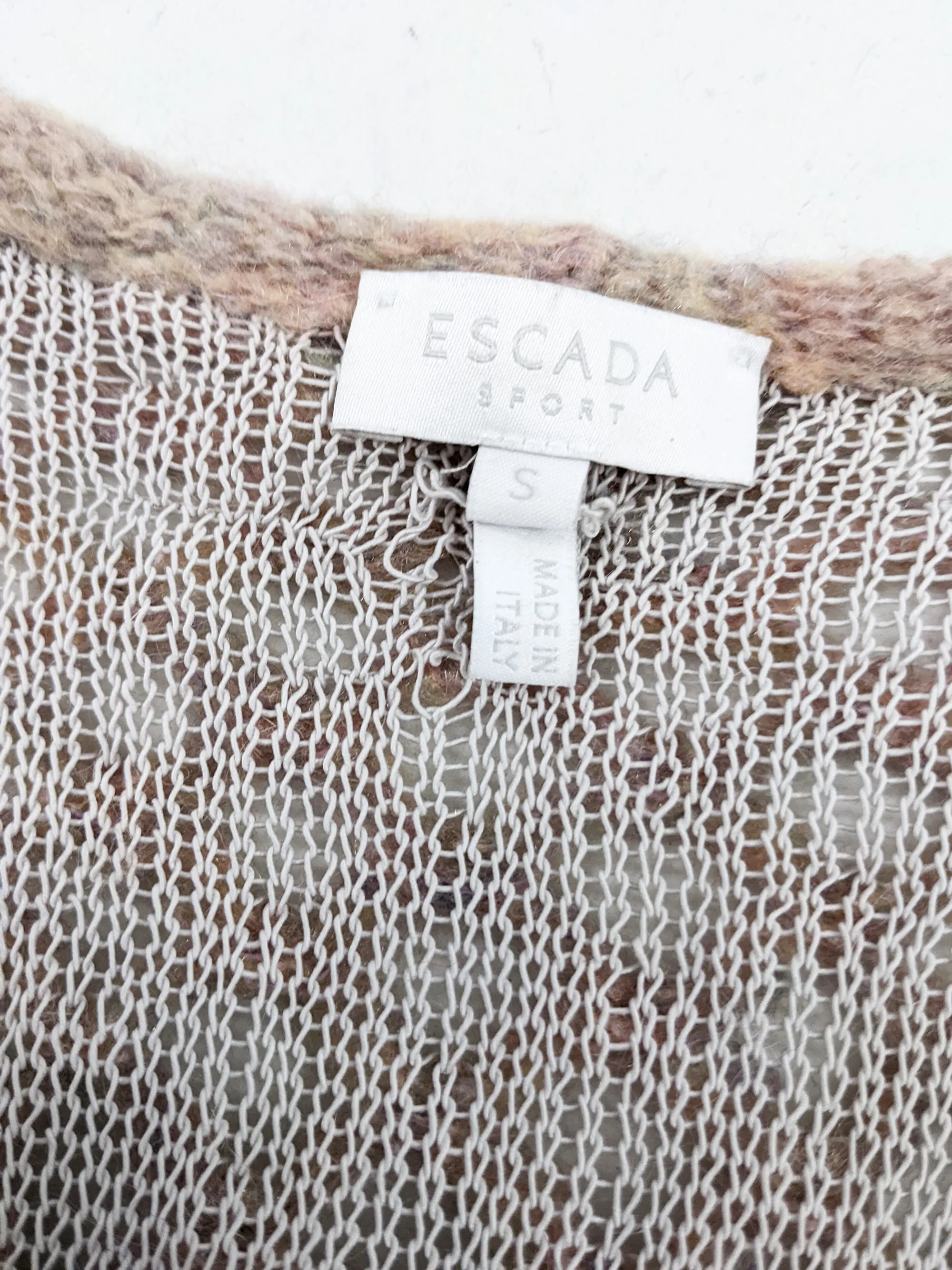 Escada Vintage Pastel Pink y2k Fuzzy Knit Cardigan, 2000s