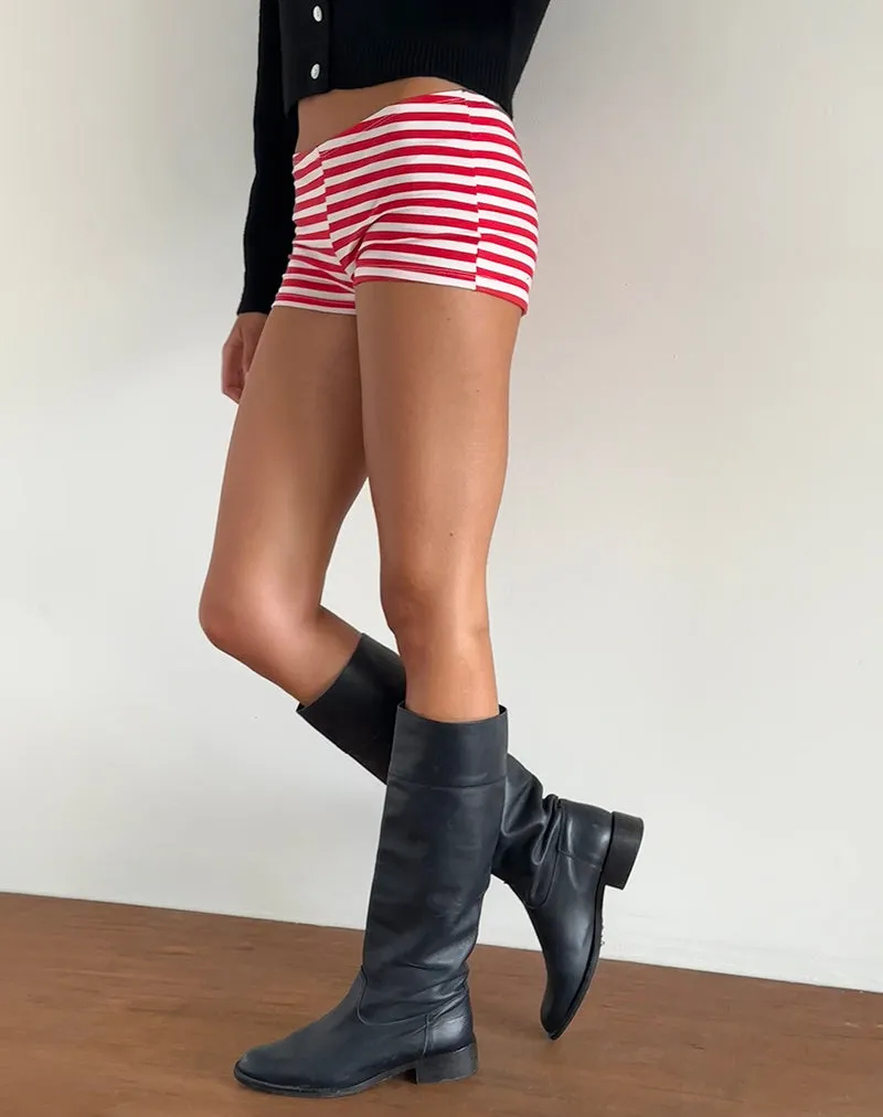 Eunia Micro Shorts in Red and White Stripe