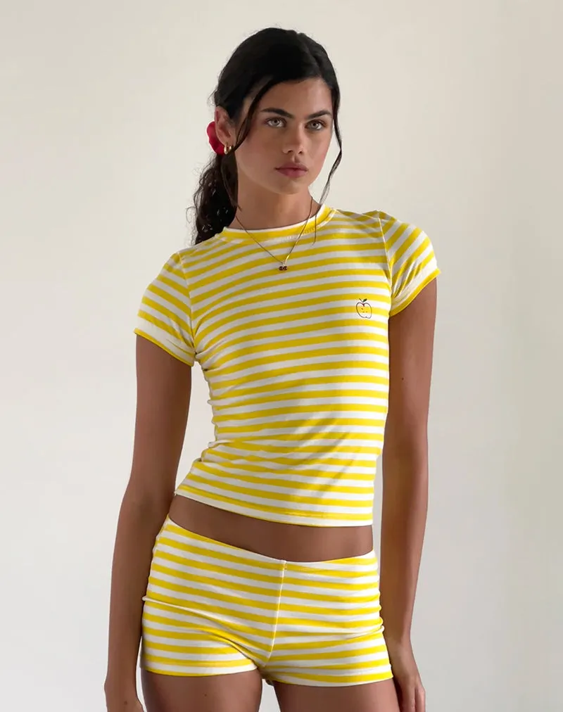 Eunia Micro Shorts in Yellow and White Stripe