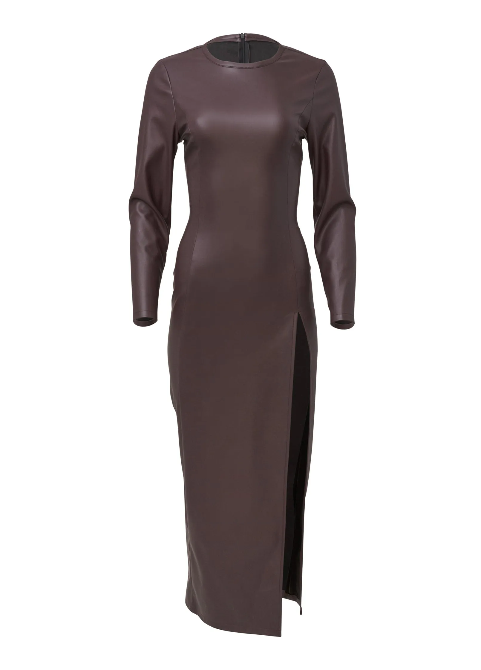 Faux Leather Column Maxi - Dark Brown