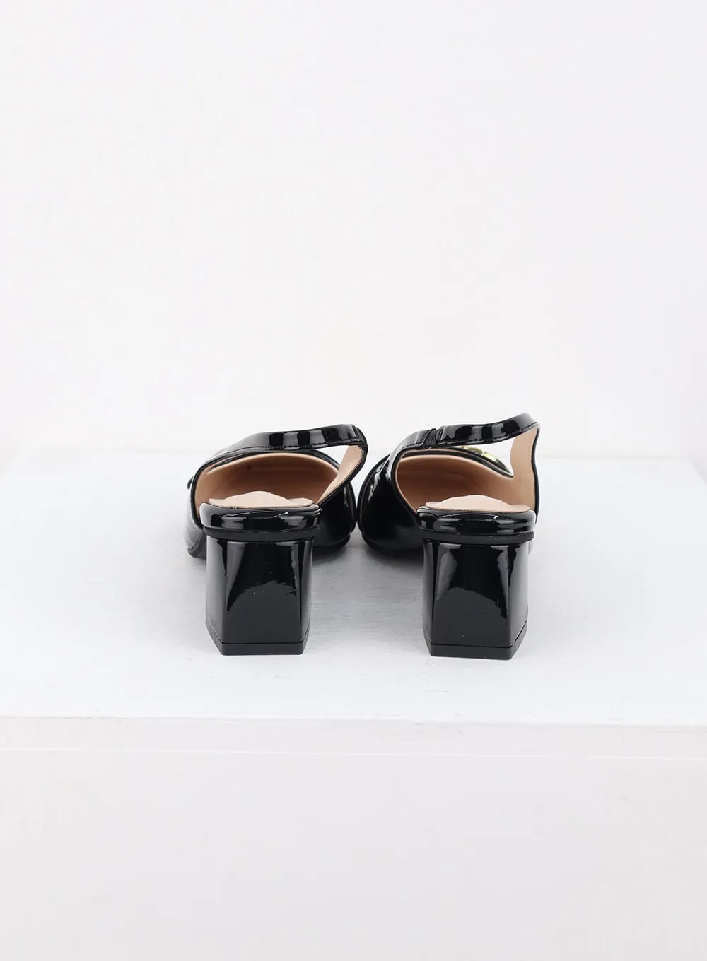 Faux Leather Sling Back Heels IS315