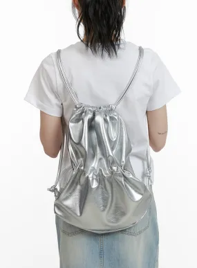 Faux Leather String Backpack CU410