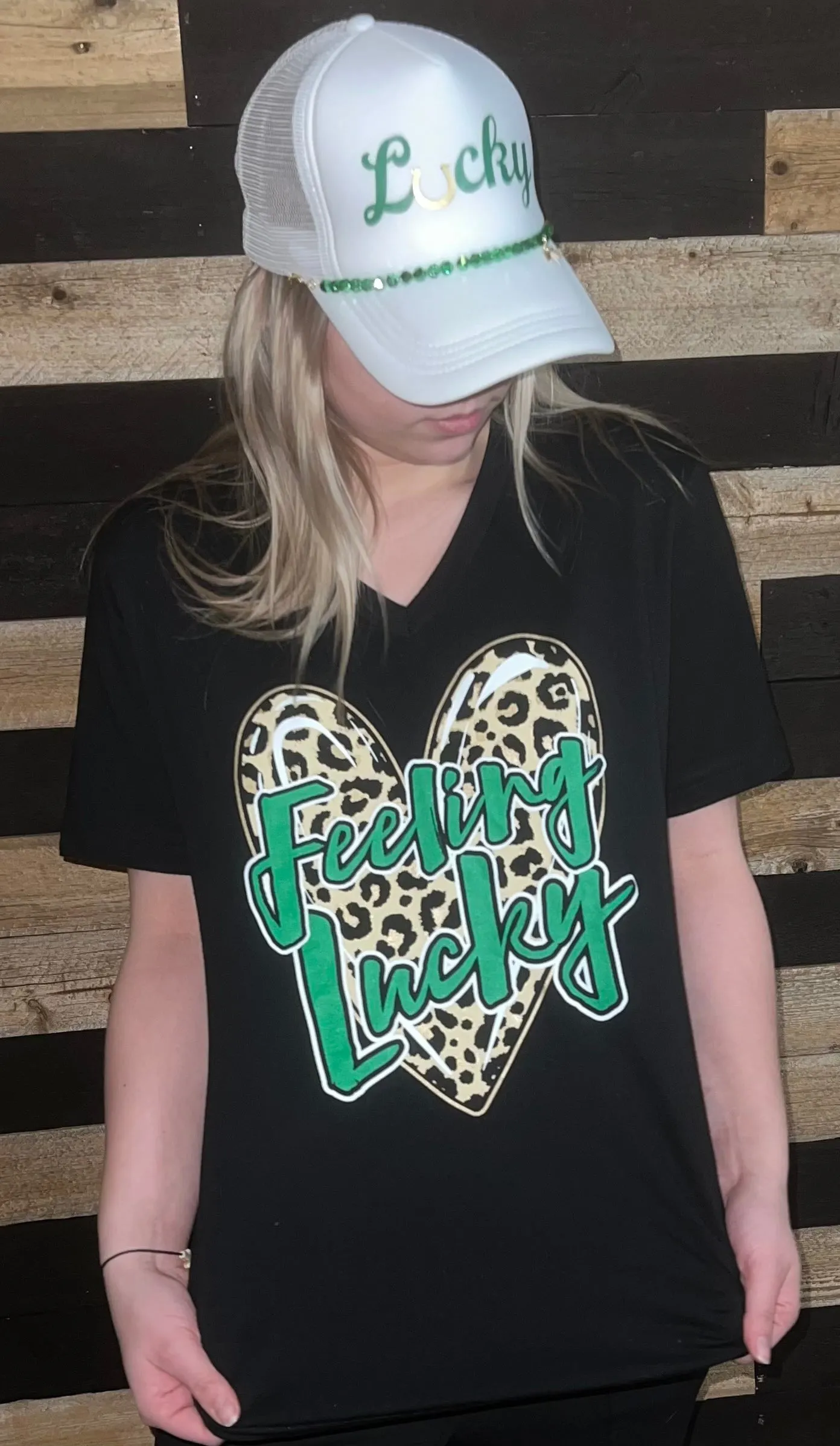 Feeling Lucky on Leopard Heart T-Shirt