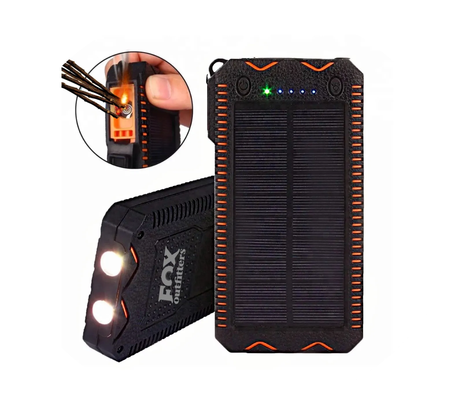 FOXFIRE TORCH: Solar Power Bank w/ Integrated Fire Starter