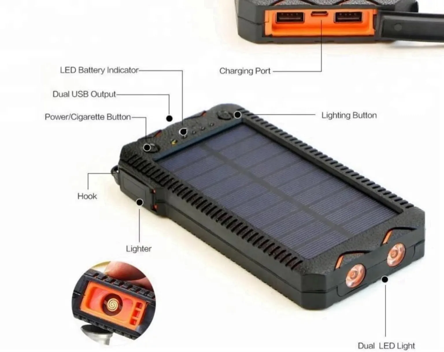 FOXFIRE TORCH: Solar Power Bank w/ Integrated Fire Starter