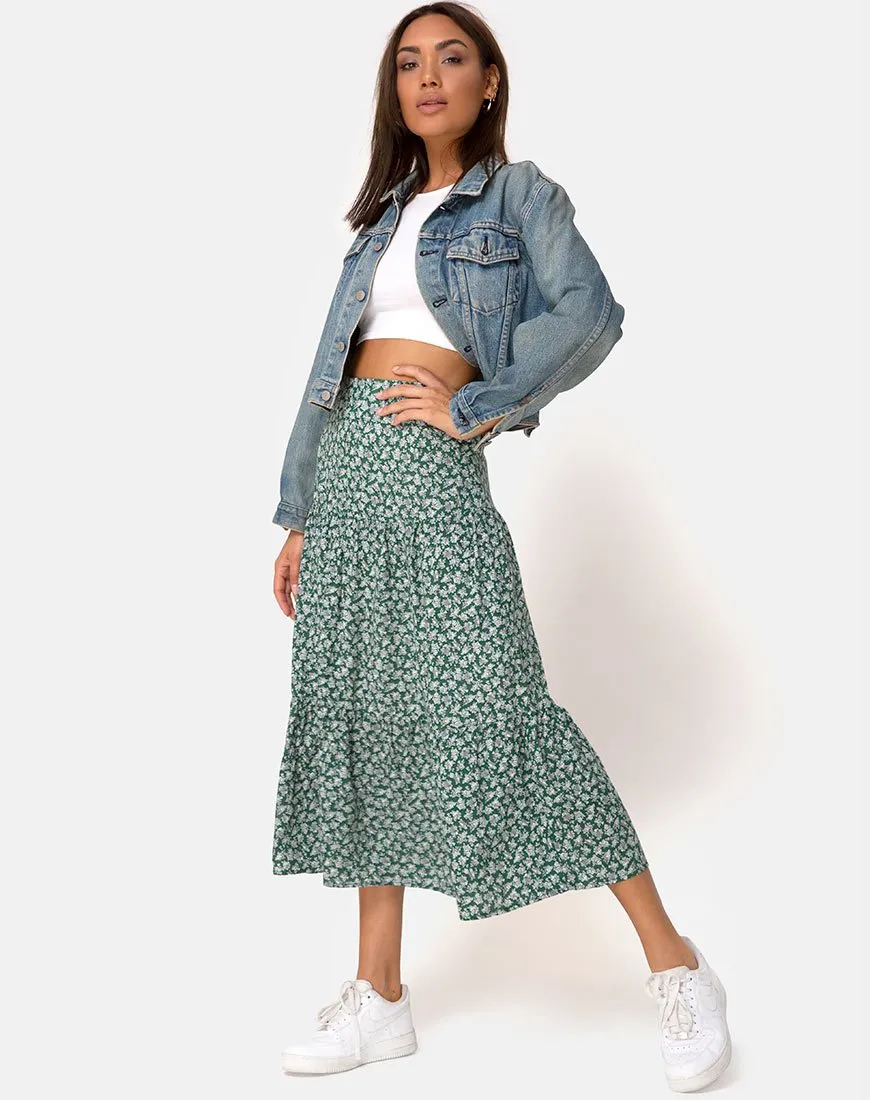 Gleas Skirt in Floral Bloom Green