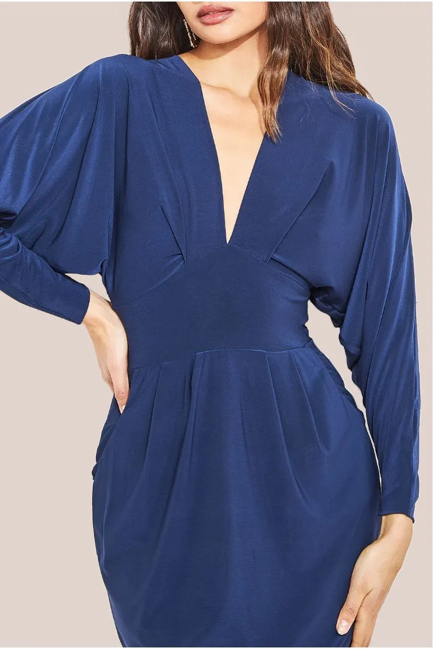 Goddiva Batwing Sleeve Midi Dress - Navy