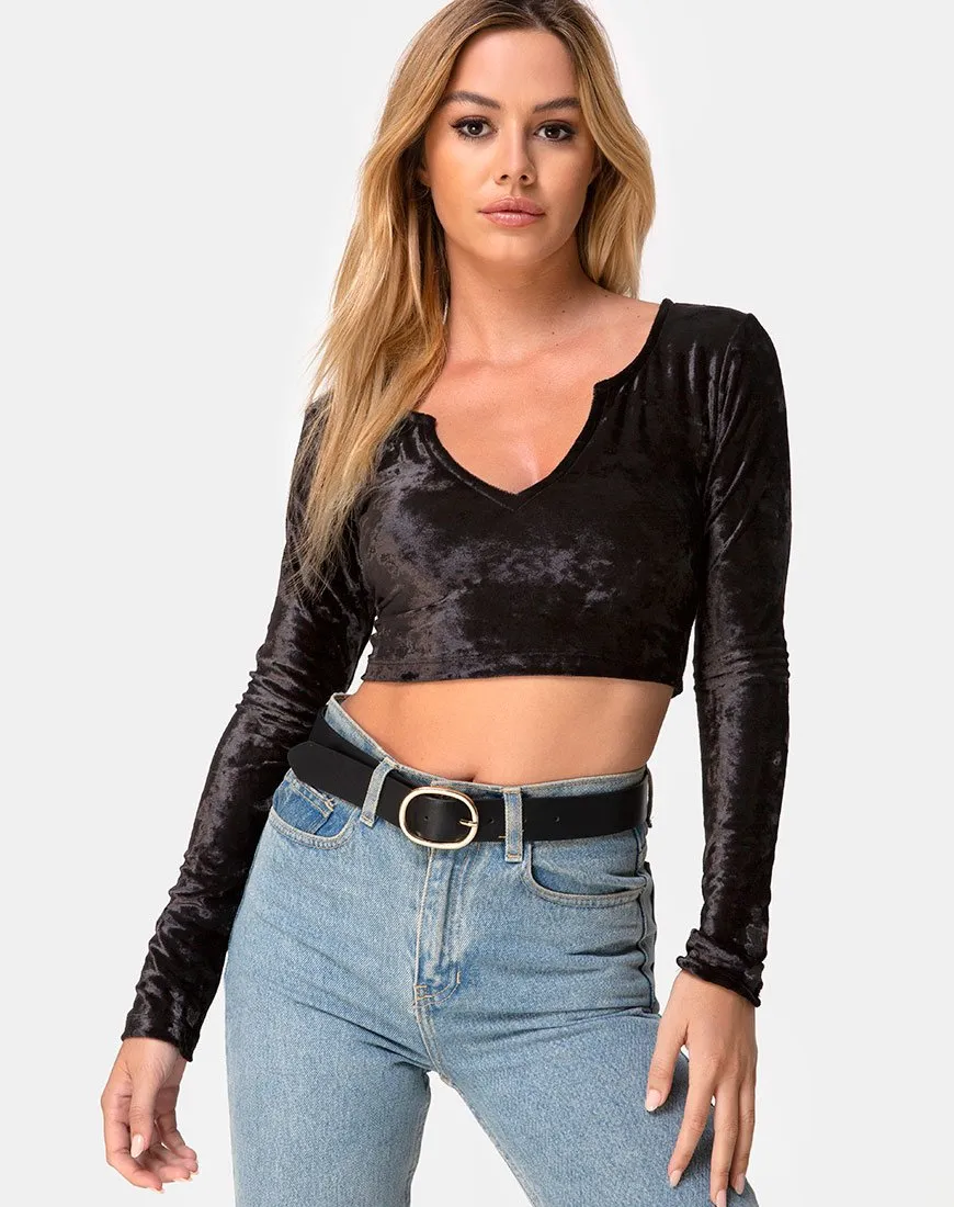 Guan Crop Top in Velvet Black