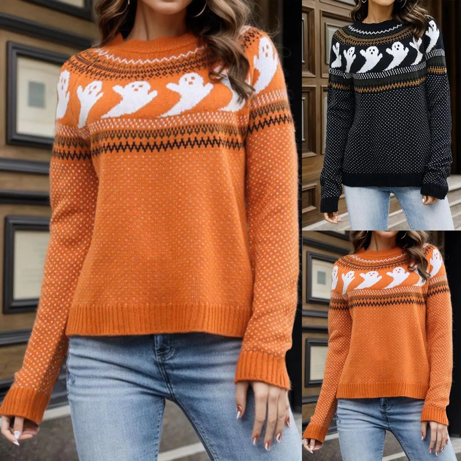 Halloween Cozy Y2K Oversized Warm Long Sleeve Casual Comfortable Pullover Sweater