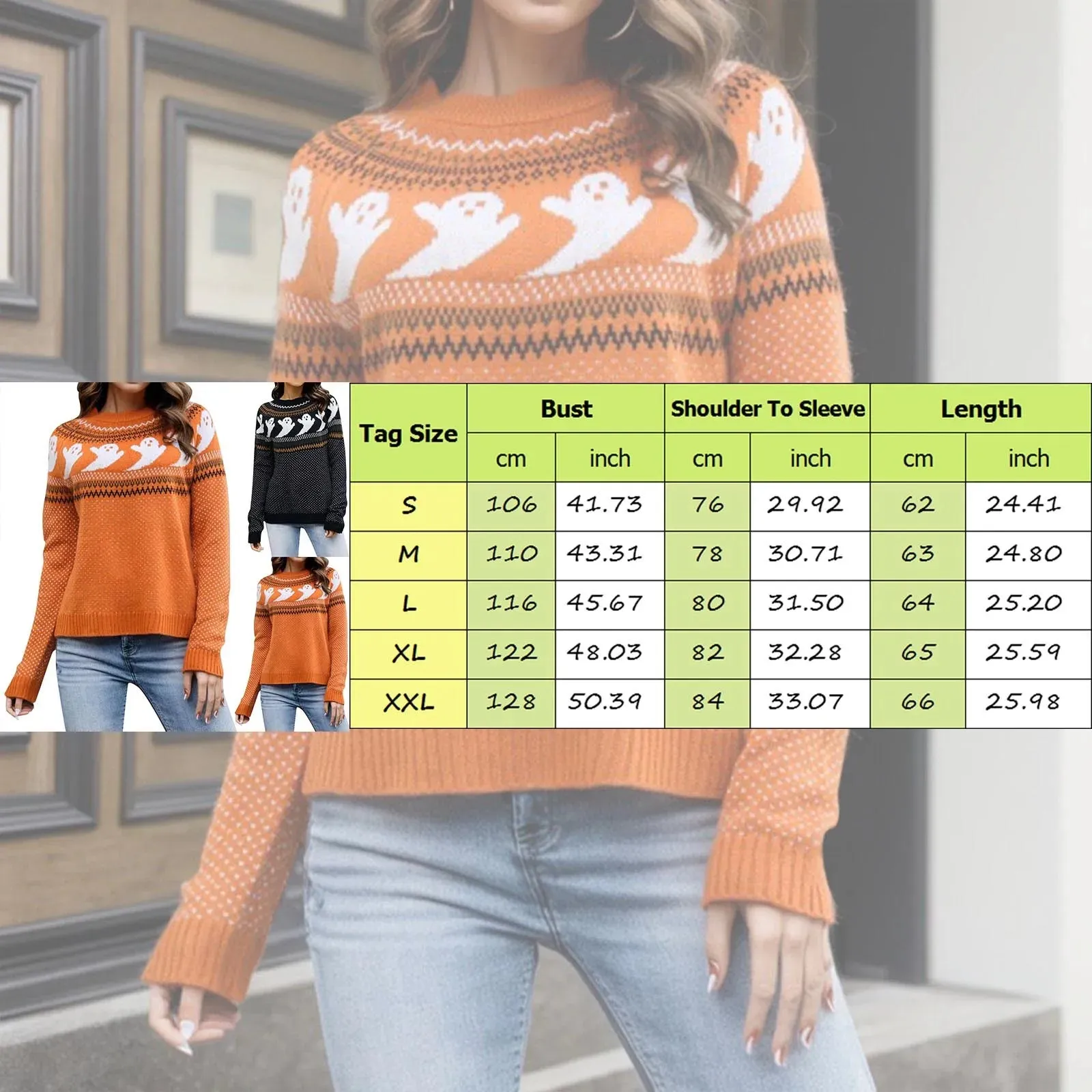 Halloween Cozy Y2K Oversized Warm Long Sleeve Casual Comfortable Pullover Sweater