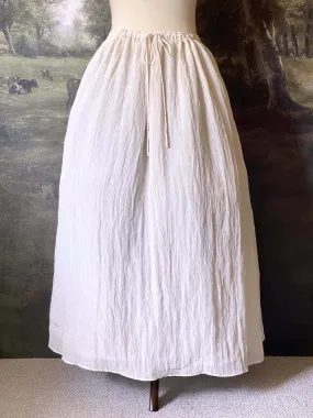 Historically Inspired Drawstring Maxi Skirt in Cream - Size M-XL