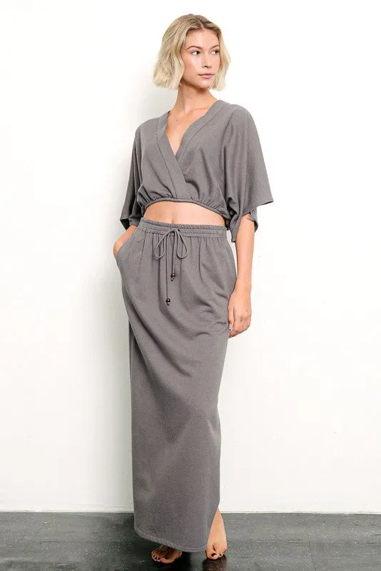 Hot Girl Fabina Brushed Organic Hemp Side Slit Maxi Skirt