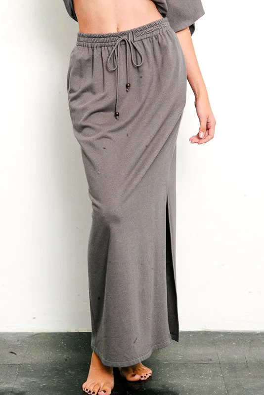 Hot Girl Fabina Brushed Organic Hemp Side Slit Maxi Skirt