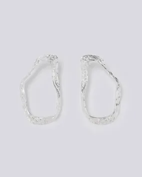 Irregular Textured Silver Earrings