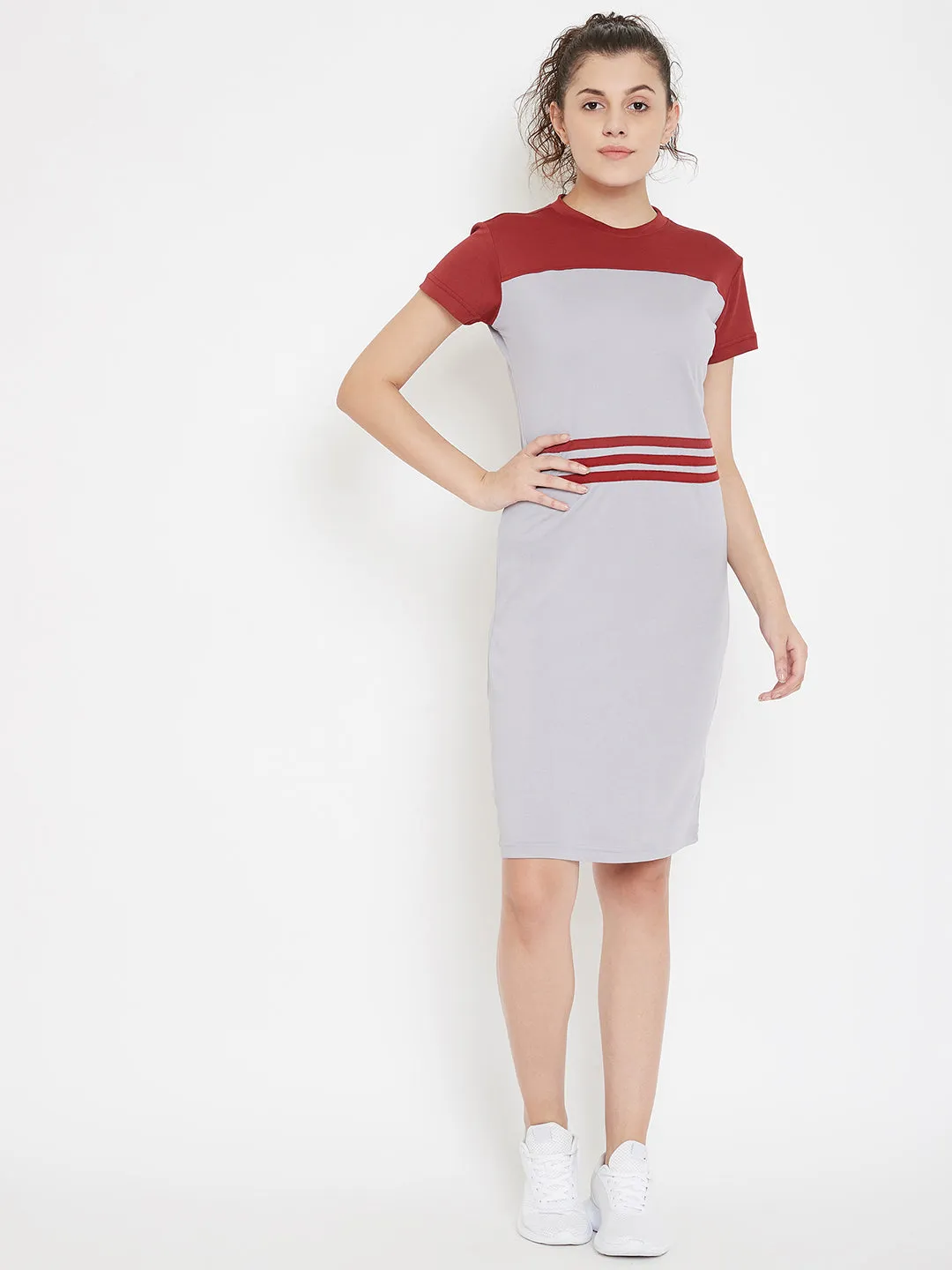 JUMP USA Women Colourblocked Grey Bodycon  Dress