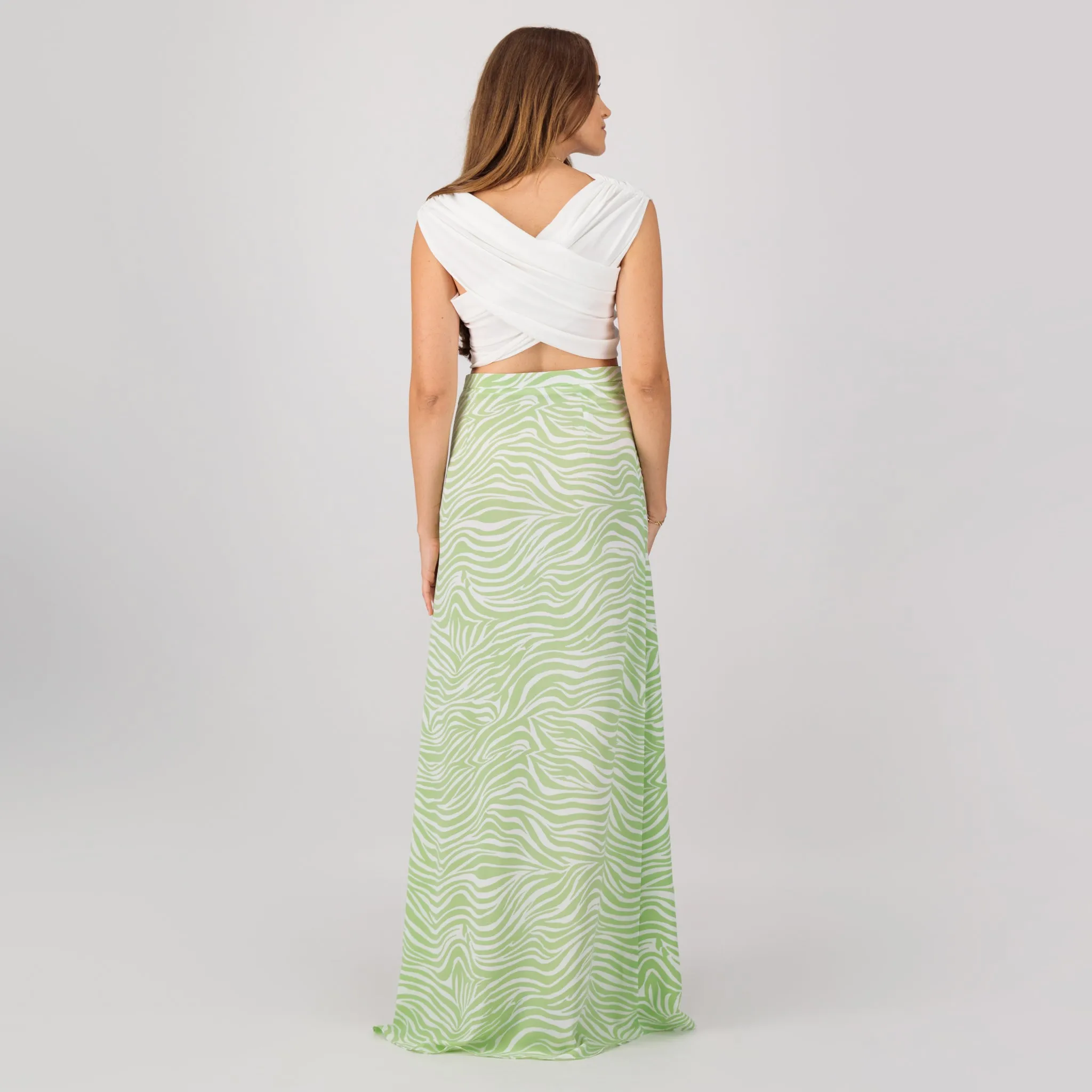 Lime printed maxi skirt