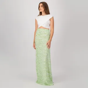 Lime printed maxi skirt