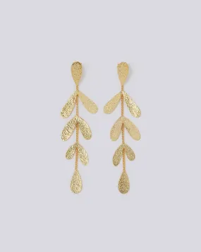 Long Leaf Gold Earrings