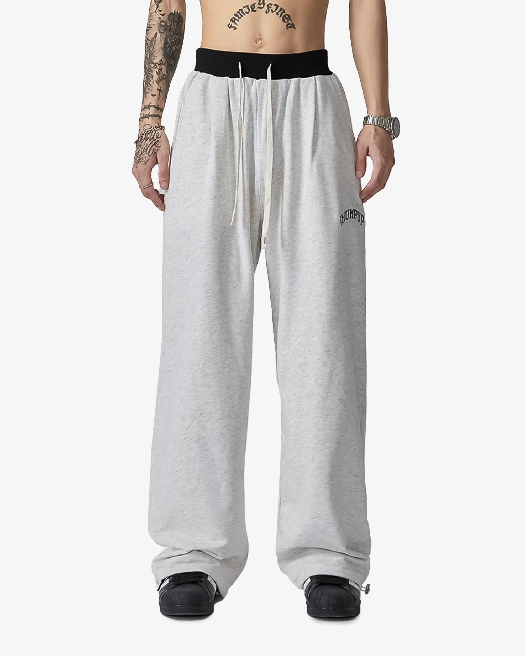 Loose Wide Straight Cotton Sweatpants with Drawstrings