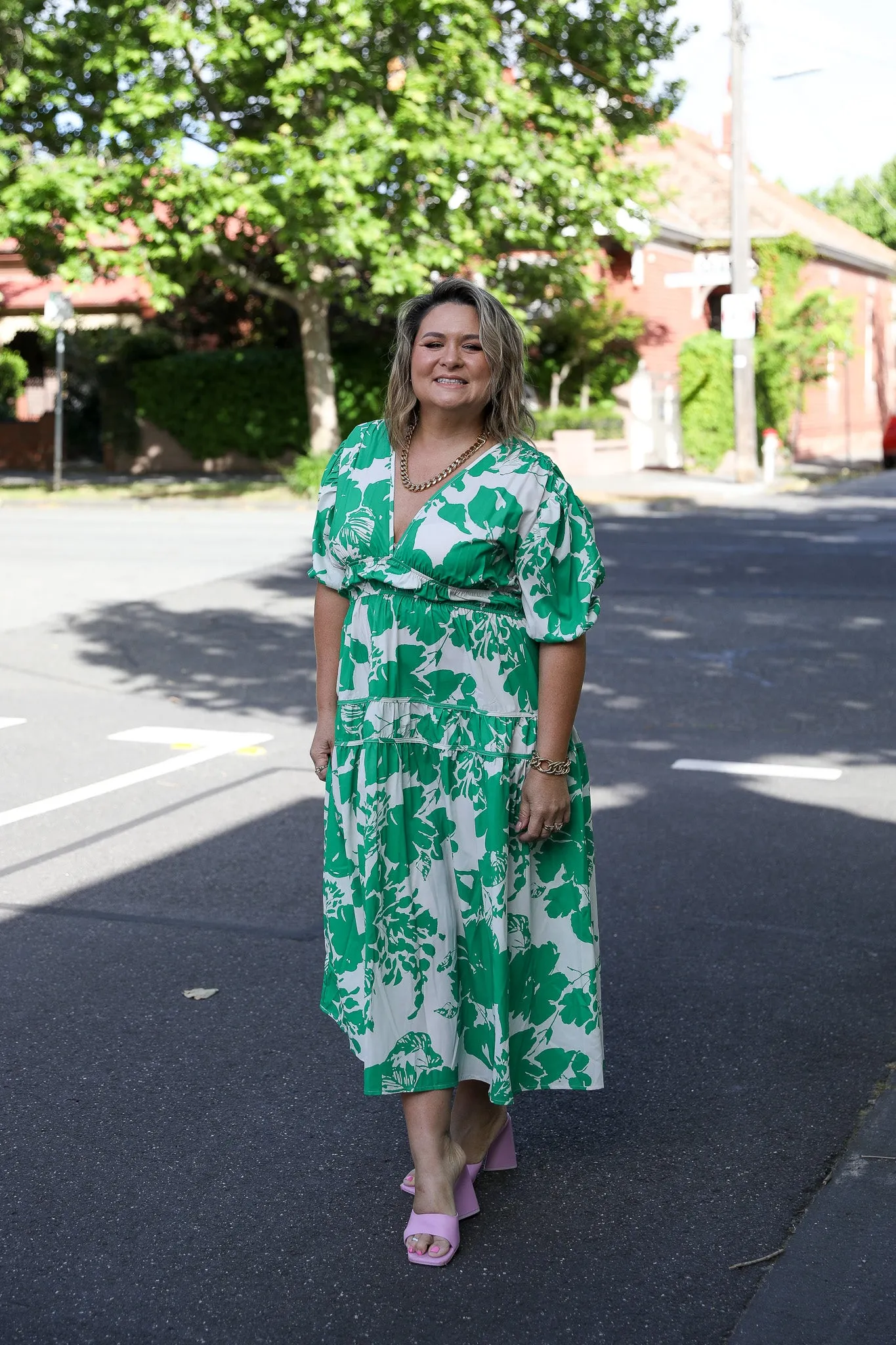 Lynn Dress - Green Print