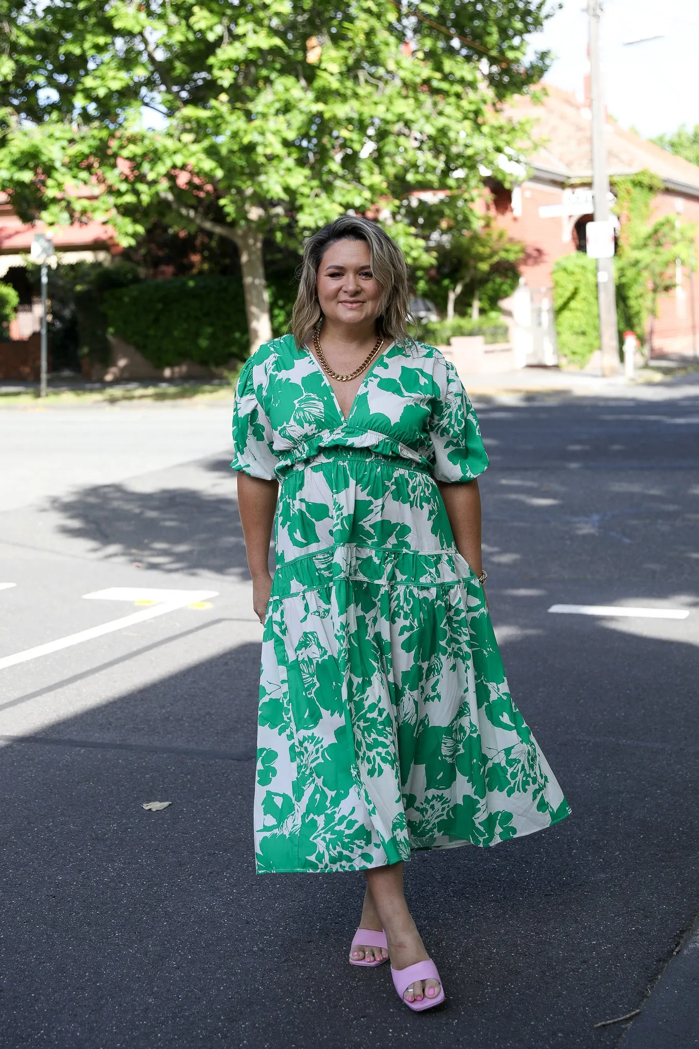 Lynn Dress - Green Print