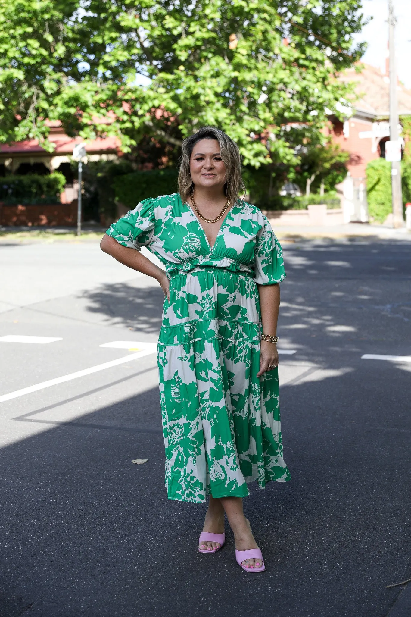 Lynn Dress - Green Print