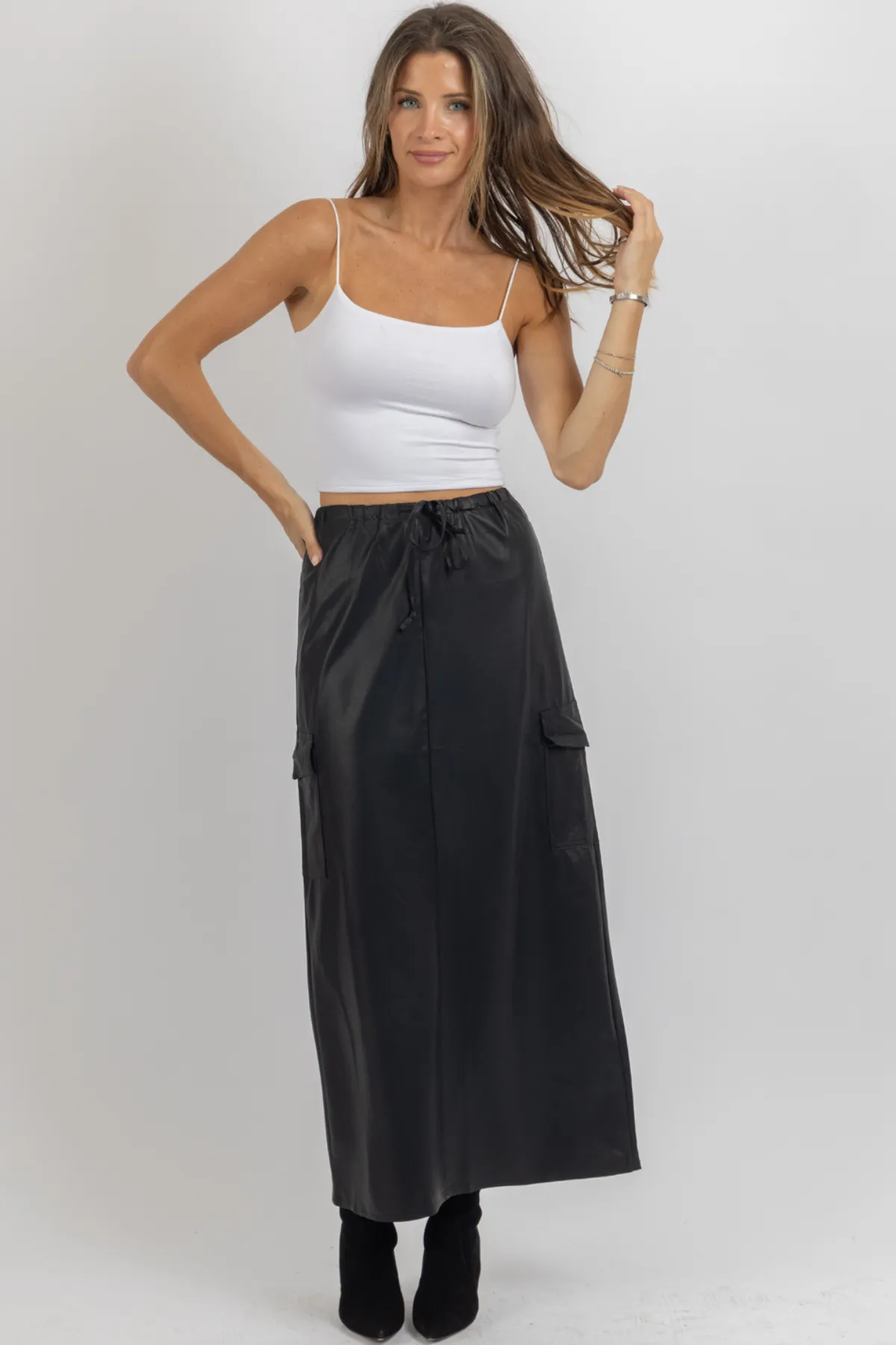 MACK LEATHER CARGO SKIRT