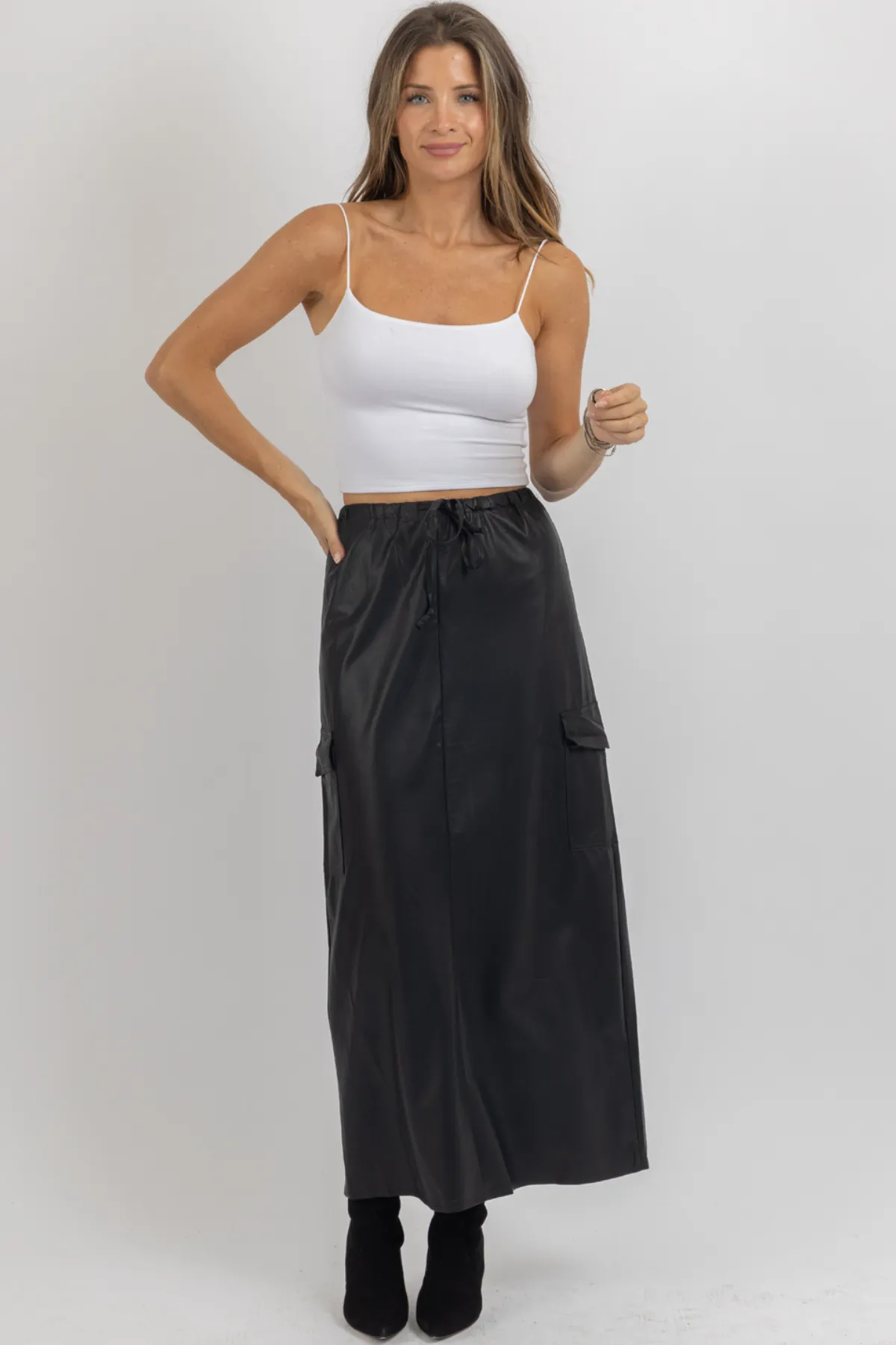 MACK LEATHER CARGO SKIRT