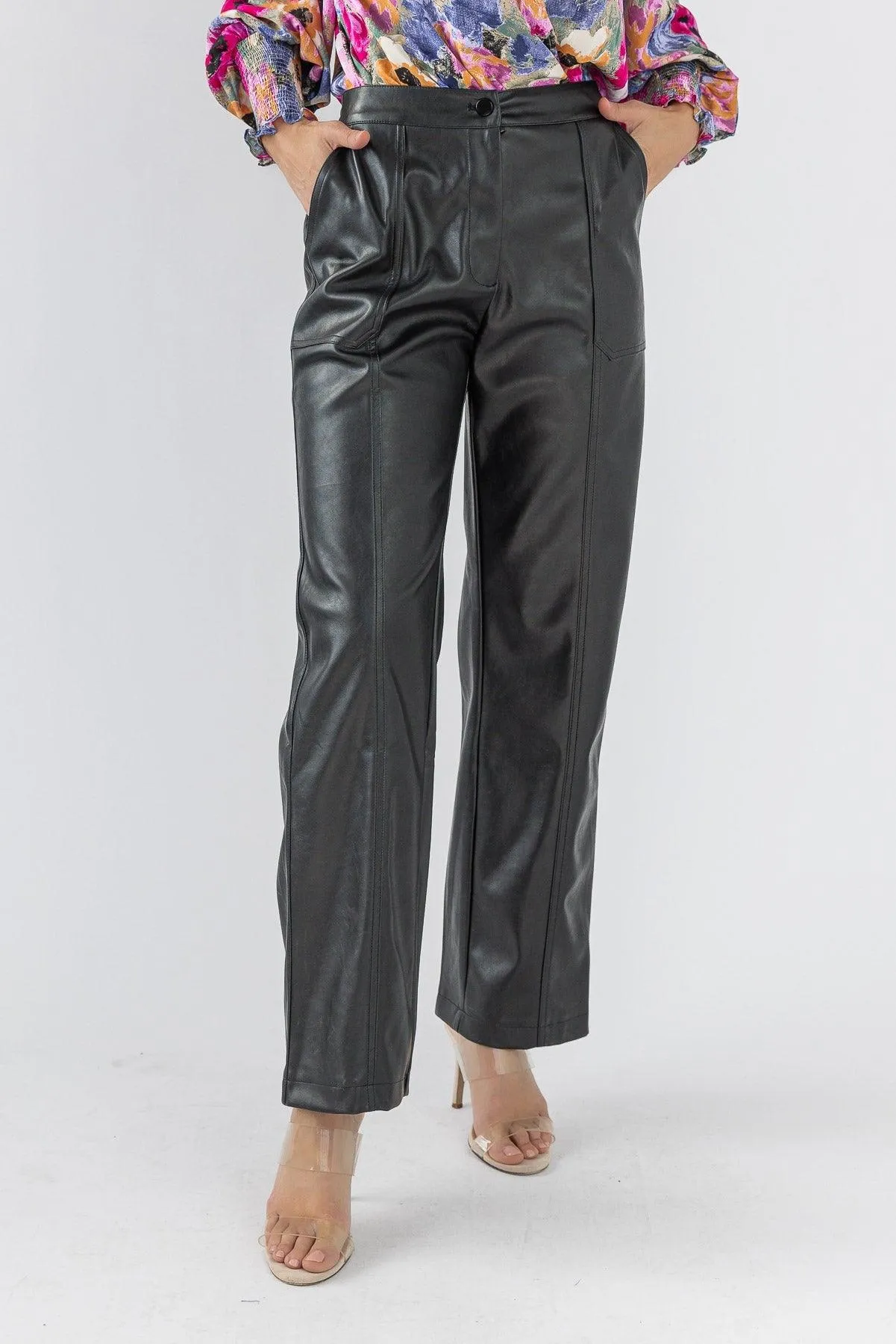 Making Headlines Black Faux Leather Pant - Final Sale