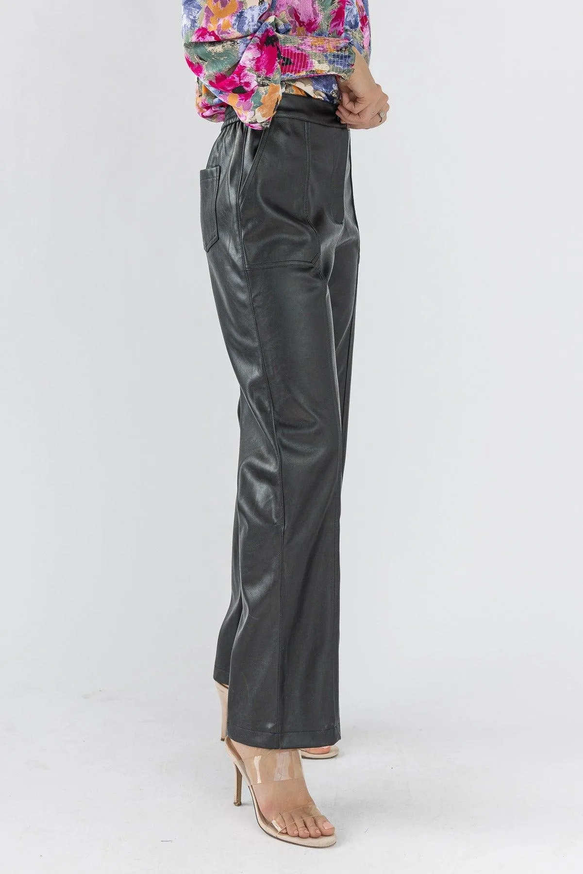 Making Headlines Black Faux Leather Pant - Final Sale