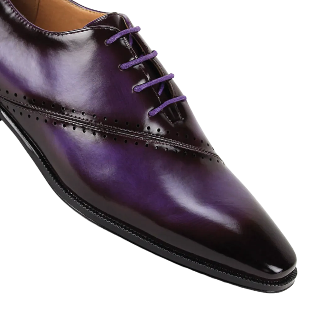 Men's Purple Lace-Up Dress Shoes Plain Toe Formal Oxfords Style No-7028