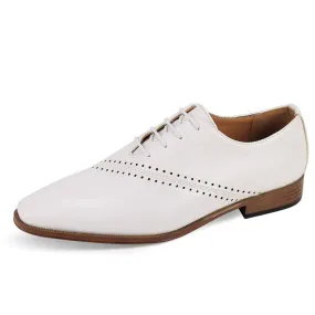 Men's White Dress Shoes Lace-Up Oxfords Style No-7028