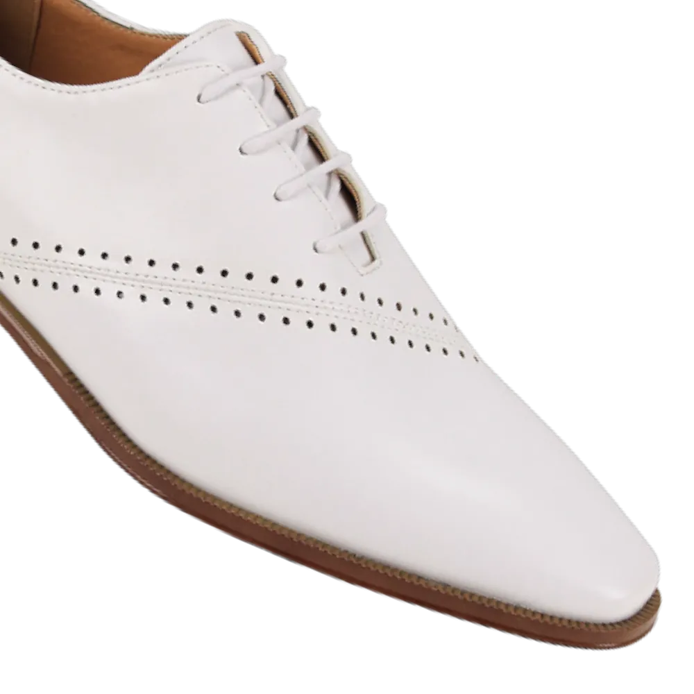 Men's White Dress Shoes Lace-Up Oxfords Style No-7028