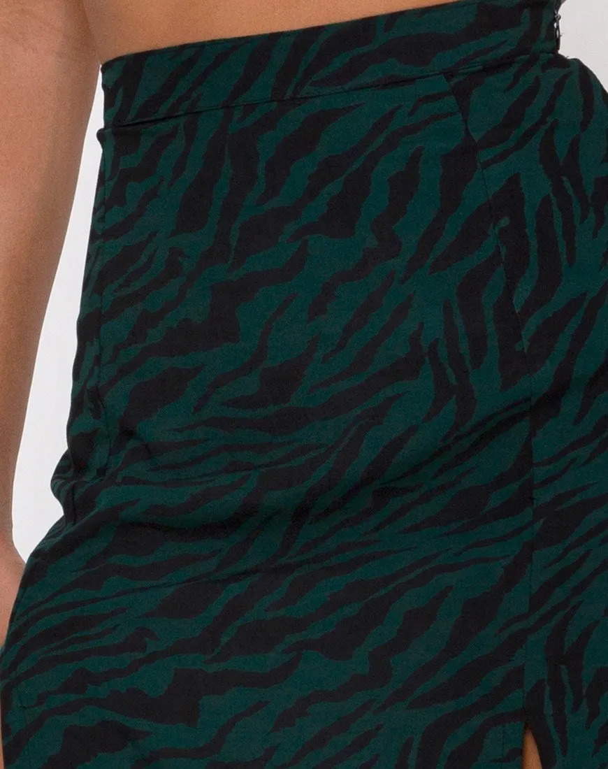 Mica Maxi Skirt in 90's Zebra Forest Green