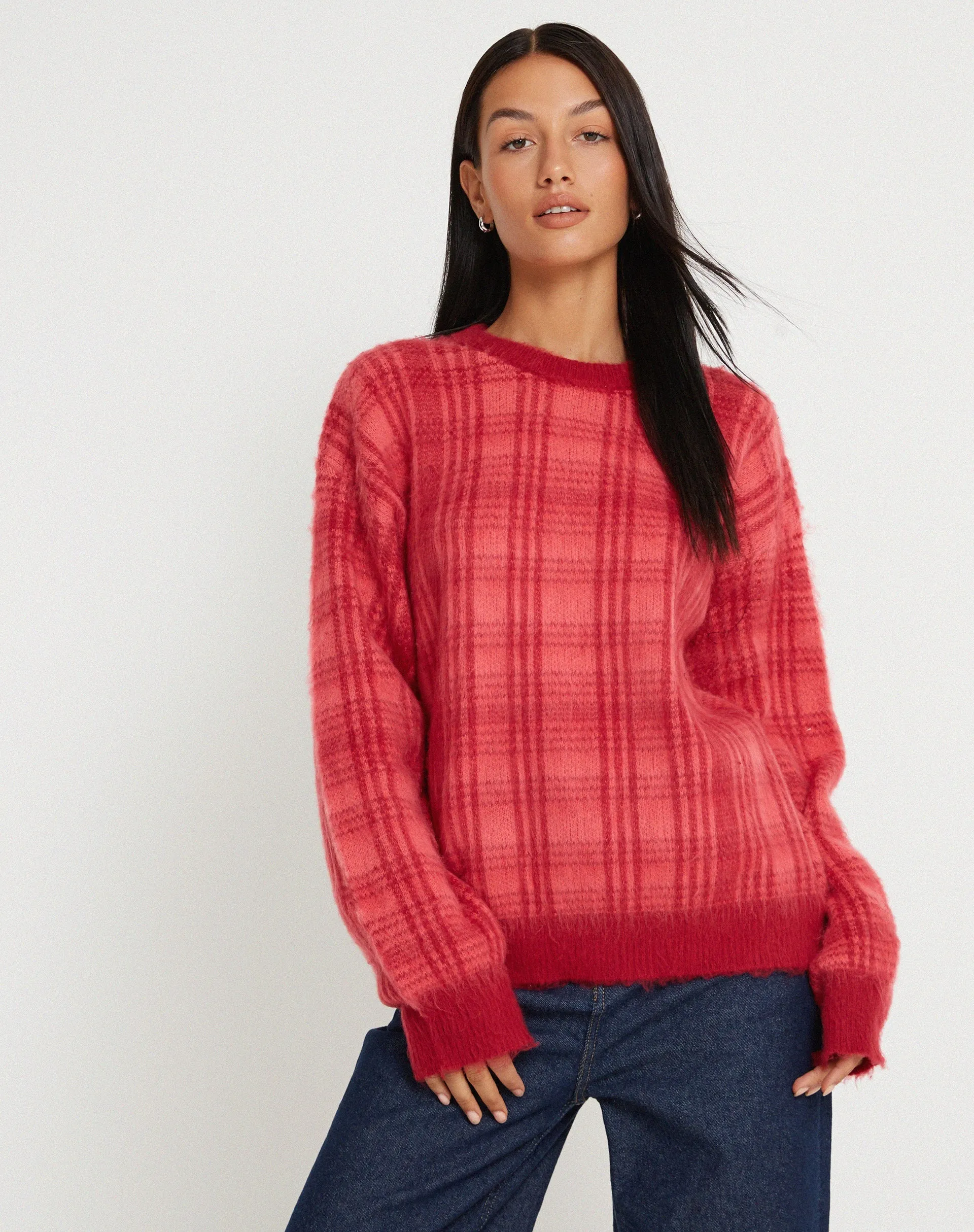 Mihail Knitted Jumper in Red and Pink