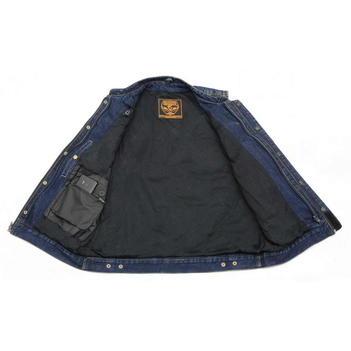 Milwaukee Leather MDM3020 Men's Black Denim '5-in-1' Club Style Vest with Removable Hoodie