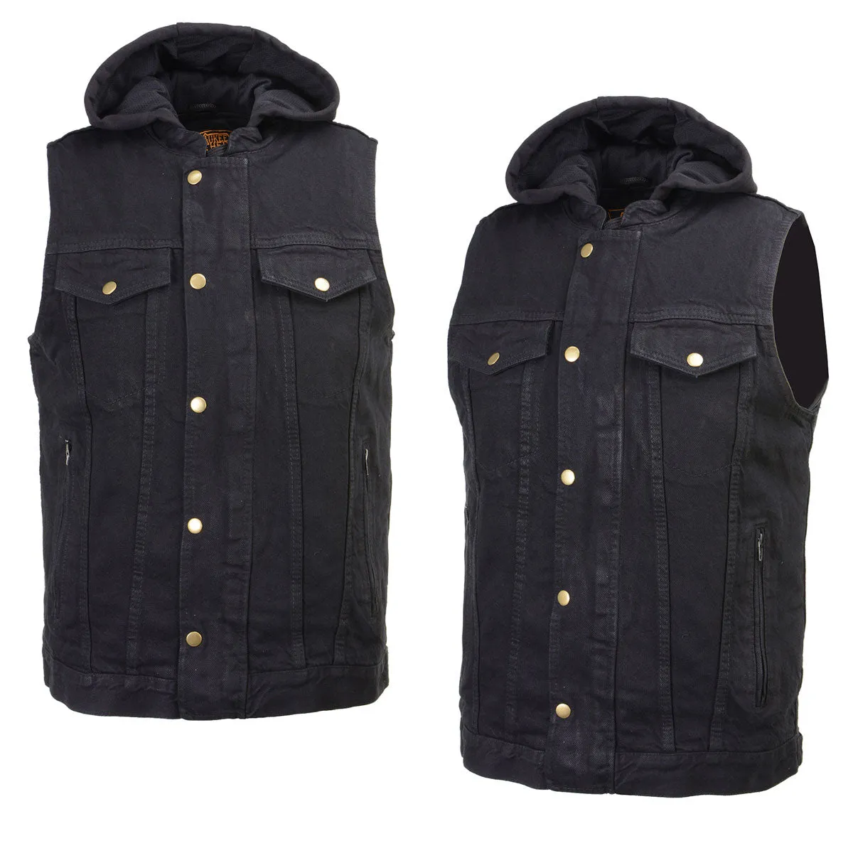 Milwaukee Leather MDM3020 Men's Black Denim '5-in-1' Club Style Vest