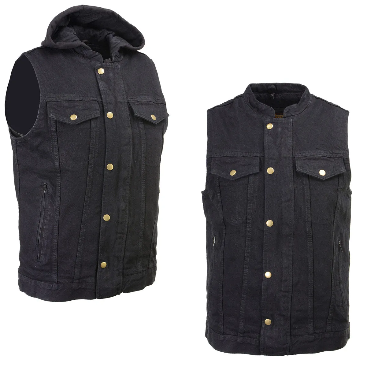 Milwaukee Leather MDM3020 Men's Black Denim '5-in-1' Club Style Vest